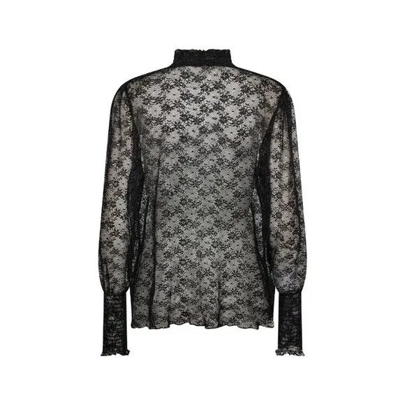 NWT SOYA CONCEPT Vallie Black Lace Longsleeve Top - Picture 4 of 5